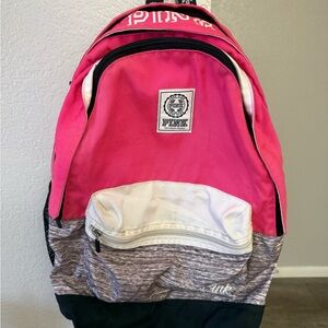 PINK Hot Pink & White Campus Backpack